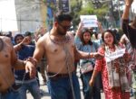दलितकाे घरमा डोजर चलाएको विरोधमा प्रदर्शन